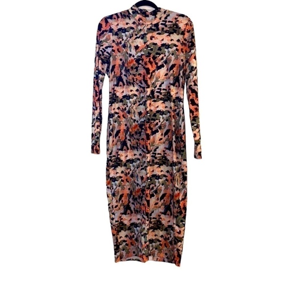 Tie Dye Split Back Bodycon Dress Size Xl - Picture 5 of 13